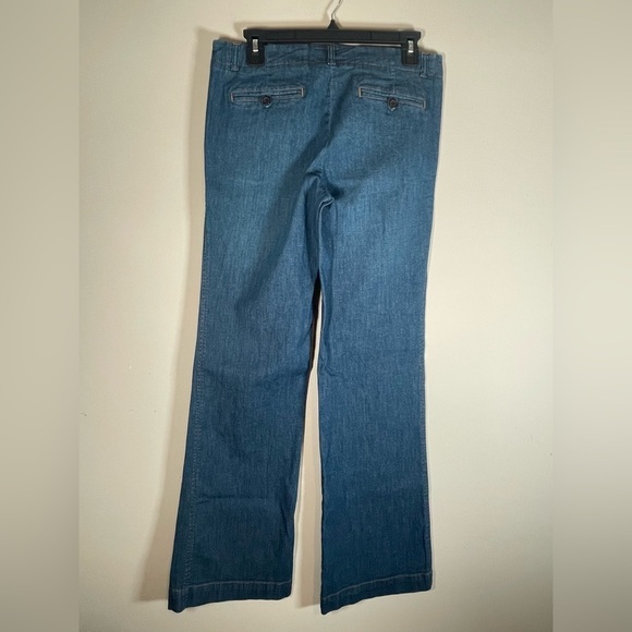 Theory Straight Wide Leg Flare Denim Trousers Jeans Womens 6 Blue Cotton Stretch - Picture 8 of 16